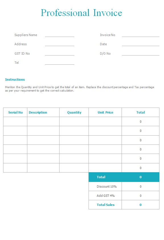 Free Professional Invoice Template PSD template